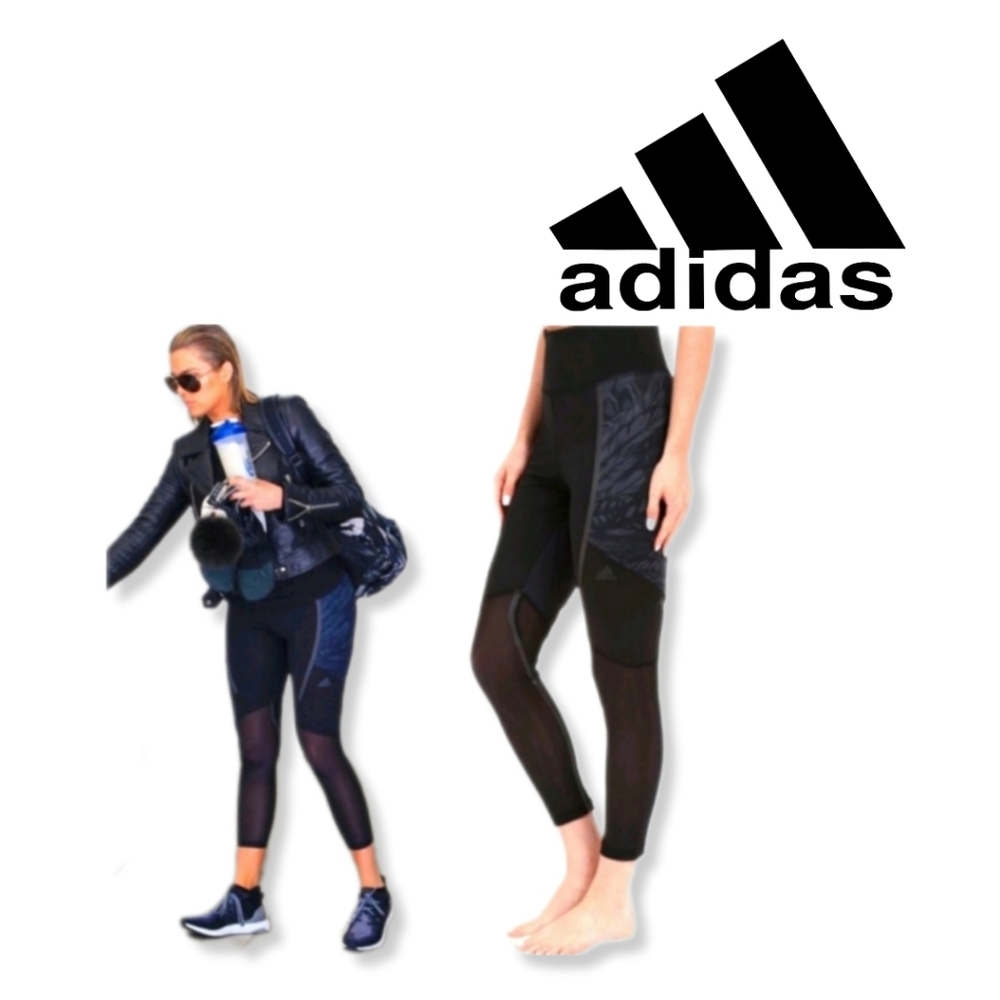 Adidas Standard 19 Leggings Womens Size S Feather Print Crop by Choe Kardashian